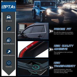 LLPTA set of 4 pcs Compatible with 09-18 Ram 1500 10-18 2500/3500 Crew Cab Front+Rear Sun/Rain Guard Outside Mount Window Visors