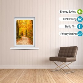 Windowpix 24x36 Inch Decorative Static Cling Window Film Autumn in Central Park Printed on Clear for Window Glass Panels. UV Protection, Energy Saving.