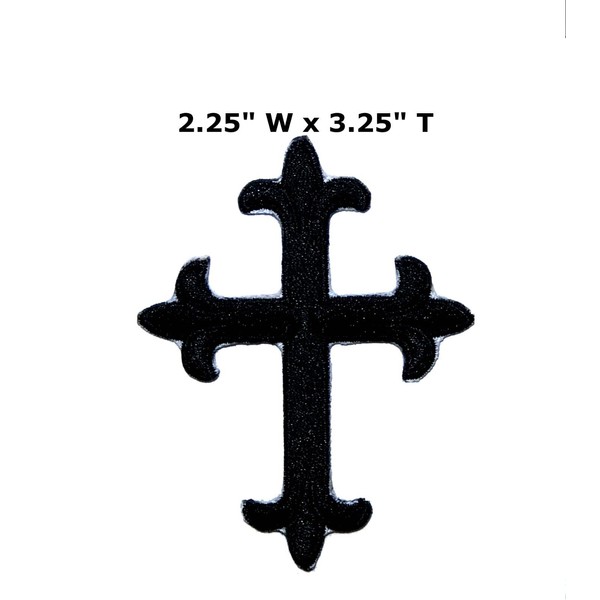 Black Religious Fleur De Lis Cross Patch Embroidered iron-on Applique Christ