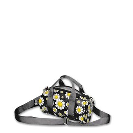 Smiley Flowers Black Recycled Small Weekender, Black, white, Contemporary
