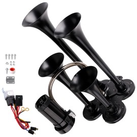 Yokocen Universal Truck horn kit, ultra loud dB. The Air horn with compressor is suitable for cars/semi/trailers/pickup/motorhome/SUV/truck/train 12V 150db and other vehicles (4 speakers)