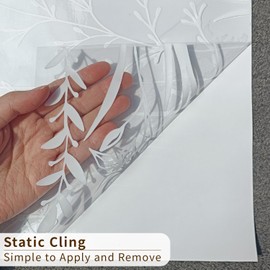 ChicSkin Pure White Frosted Privacy Window Border Film, See Through Floral Window Stickers for Glass Decor, Meadow and Butterflies Glass Clings 59.06"X15.35"