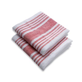 Red Hand Towels,100% Pure Linen Kitchen Towels, Set of 2, French Linen Dish Towels for Kitchen, Farmhouse Hand Towels, Red Striped Tea Towels, Linen Bar Towels, 18 x 28, Grain Sack Towels