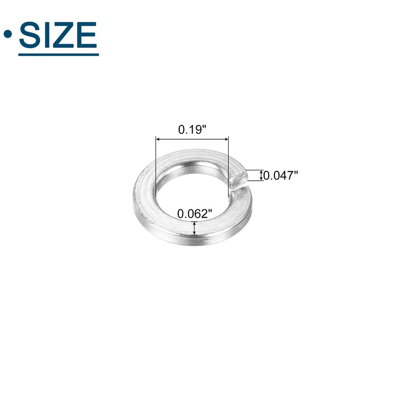 sourcing map #10 Split Lock Washer, 100Pcs 304 Stainless Steel