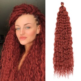 22 Inch 3 Packs Deep Twist Crochet Hair Ocean Wave Curly Bohemian Crochet Braids Deep Wave Hair Bundles Synthetic Hair Extensions for Women Girls