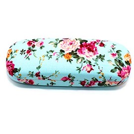 Hard Shell Light Portable Eyeglasses Case Glasses Case Spectacles Box for Sunglass Reading Glasses (light blue flower)