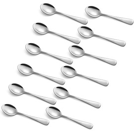 Q&A Espresso Coffee Spoons, 12 Pieces Stainless Steel Mini Spoon 4.2 Inch Bright Cutlery Small Teaspoon Demitasse Spoon