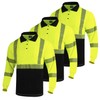 VENDACE 3 Pack Hi Vis Safety Reflective Long Sleeve Polo