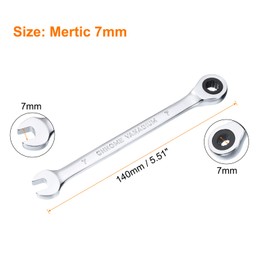 HARFINGTON 2pcs Ratcheting Wrench 7mm Metric 12PT Cr-V Polished Chromed Ratcheting Double End Combination Wrench with 72 Tooth and 5° Movement Industrial Grade Gear Spanner Tool for Repair