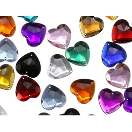 Allstarco 20mm Pink Lt CH13 Flat Back Sew On Heart Rhinestones Beads for Crafts Plastic Acrylic Gems with Holes for Sewing, Clothing Embelishments, Costume Cosplays - 25 Pieces