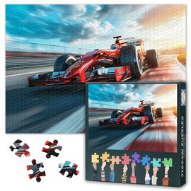1000 Pieces Puzzles for Adults Race Car on Grand Prix Race Paintings Hard Difficult Challenging Jigsaw Puzzles Games for Adults 50x70 cm