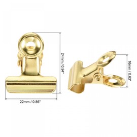 sourcing map Metal Hinge Clip 22mm Small Binder Clamps for Paper File Photo, Gold Pack of 30