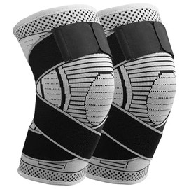 Ruilala Knee Brace 2 Pack Knee Support for Men Women Elastic Compression Knee Sleeve for Knee Pain, Arthritis, Tendinitis, ACL, Meniscus Tear, Running (Gray, S)