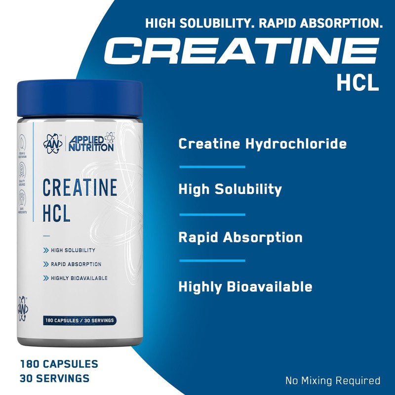 Applied Nutrition Creatine HCL Capsules, 3g Creatine Per Serving, Creatine