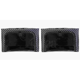 Periea Collapsible Clothes & Bedding Storage Boxes - Under-Bed or in Closet - Pack of 2 Small Organizers (33L) (Polka Dot)