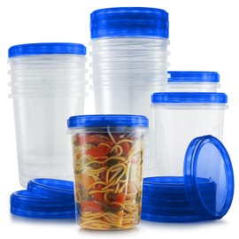 12 Pack Leakproof Freezer Containers for Food with Twist Top Lids - 32 Oz BPA Free Reusable Plastic Soup Containers with Screw On Lids - Ideal for Meal Prep, Leftovers & Pantry Organization