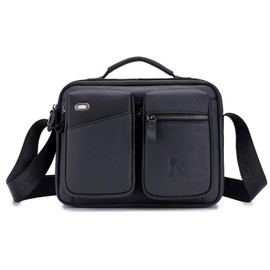 FANDARE Men's Shoulder Bag Men's Handbag Laptop Bag Leather Messenger Bag Work Bags Business Bag Folder Work Travel Sports School Bag Messenger Bag College Bag, black, vintage