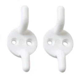 Merriway® BH01554 (2 Pcs) Rope Cord Cleat Hooks, 50mm (2 inch) Plastic White - Pack of 2 Pieces