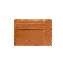 Giudi Card Holder Men's Leather Small Mini Wallet Genuine Leather Cowhide Landscape Format Wallet, Cognac, Classic