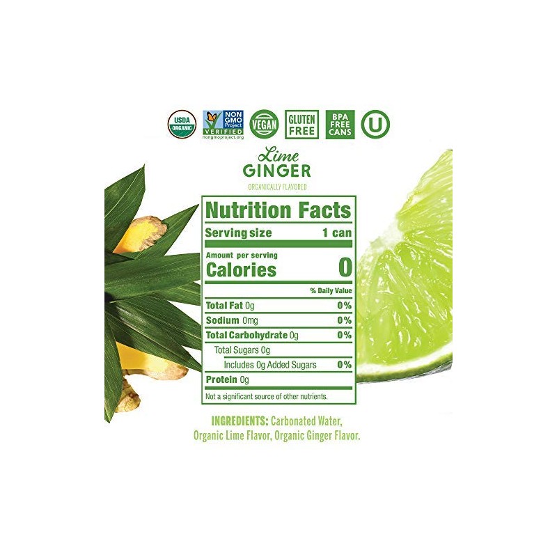 Nixie Sparkling Water Organic Lime Ginger Sparkling Water 8 Pack,