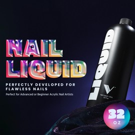 V Beauty Pure Monomer Acrylic Nail Liquid - Long-Lasting Nail Monomer Liquid for Smooth & Glossy Finish - Acrylic Nail Supplies for Nail Technicians, Salon & Home Manicure & Pedicure - 32 Oz