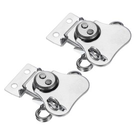 PATIKIL Spring Loaded Small Butterfly Twist Latch 2.2"x2", 2 Pack Steel Twist Latch and Keeper Toggle Clamp with Hole Metal Hardware for Case Box Chest Closure, Silver Tone