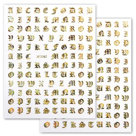 Alphabet Calligraphy English Letters【Aurora Gold】Nail Stickers Nail Art Self-Nail Decoration【2 Sheets Included】きらきらぷんぷん丸 NAS-022
