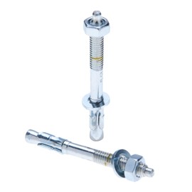 M8 Heavy-Duty Concrete Anchor 8 mm x 50 mm Through Bolt for 5 mm Thickness Fixture, Threaded Stud Screw, Galvanized Wedge Anchor with Washer, Nut, Depth Marking, and Expansion Cone, Pack of 10