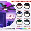 Mpayel Ceiling Fans with Lights- 52" RGB Low Profile Indoor
