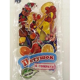 Imported Hard Caramel Candy Rooster on a Stick "Petushok Lollipops" (Pack of 10)