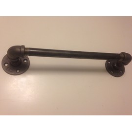 10" Industrial Bathroom Black Pipe Towel Holder