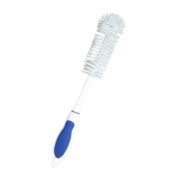 Superio Bottle Brush Scrubber Long, Blue and White Baby Bottle Brush With Rubber Grip Handle