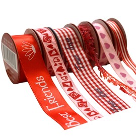 Morex Ribbon 6-Pack Valentine Love Variety Bobbin Ribbon, red/Pink (900/6-1302)