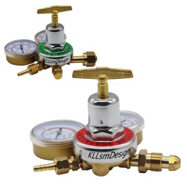 KLLsmDesign 2 Piece Dual Welding Gas Gauges Oxygen (CGA-540) and Acetylene (CGA-510) Regulators Combo（Two-piece suit ）