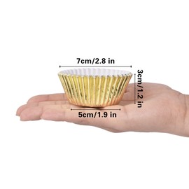 100Pcs Foil Metallic Cupcake Liners Baking Muffin Paper Cups Cases for Weddings, Birthdays, Festival, Dessert Party (Gold)