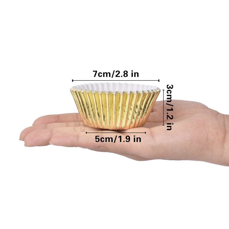 100Pcs Foil Metallic Cupcake Liners Baking Muffin Paper Cups Cases