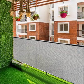 Goleray 3'x12' Gray Balcony Privacy Screen Fence Outdoor Patio Mesh Shade Net Cover, UV Protection Shade Cloth Temporary Fencing for Apartment Railing Porch Deck