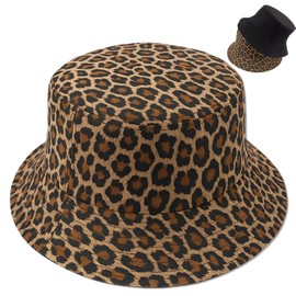MOAZIFI Leopard Print Fishing Hat Unisex Reversible Fishing Hats Bucket Hat Fishing Hat Sun Hat Fisherman Hat for Men and Women Holiday Hiking Camping Shopping Festival Gadget, 1