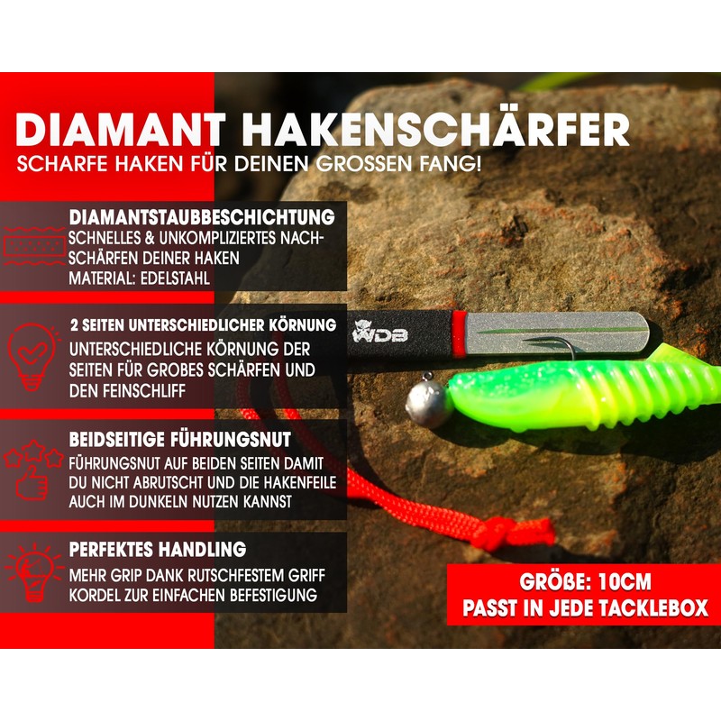 Angel-Berger Wild Devil Baits Diamond Hook Sharpener, Double Sided Hook