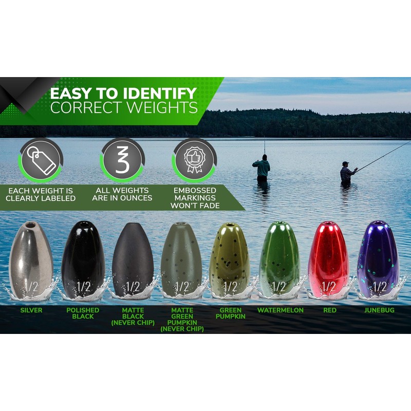 Reaction Tackle Tungsten Flipping Weights Sinkers - 1-1/4 June Bugs