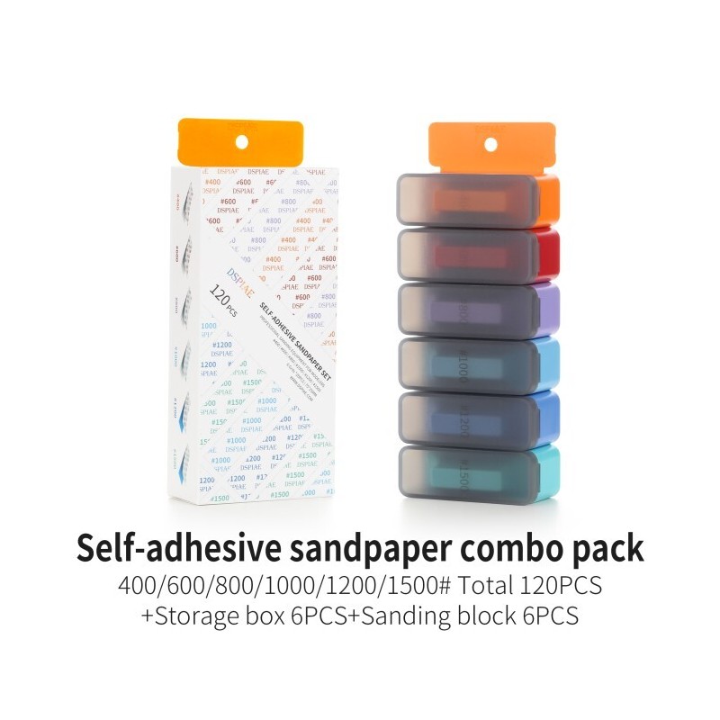 DSPIAE: COMBO Adhesive Sandpaper - Sanding Blocks - Storage Cases