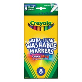 Crayola 587809 Washable Markers, Fine Point, Classic Colors, 8/Pack