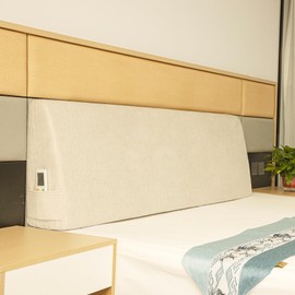 PYXAYS Headboard Wedge Pillow，King Headboard Pillow，Reading Pillow for Bed，backrest Pillows for Sitting in Bed,Perfect for Sitting, Reading or Working, with Removable Cover, Beige