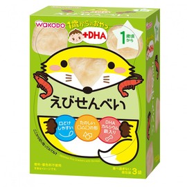 【Wakodo】 1-Year-Old Snacks +DHA Shrimp Crackers, 6 Pieces [From Around 12 Months], Easy to Chew Design, Carefully Balanced Sweetness and Saltiness, Individually Wrapped