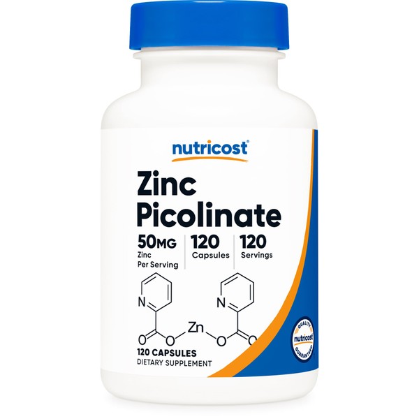 Nutricost Nutricost Zinc Picolinate 50mg, 120 Vegetarian Capsules - Gluten