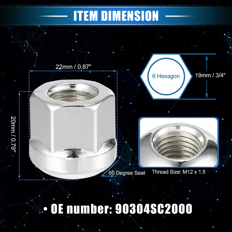 VekAuto 4 Pcs Wheel Lug Nuts Compatible for Honda Accord