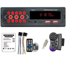 Car Stereo Bluetooth Wireless Handsfree Calling, 1 Din Car Radio Bluetooth, Digital Media Player with FM/AUX/TF/USB Type C Charging/Antenna Adapter/Steering Wheel Remote Control/Remote Control