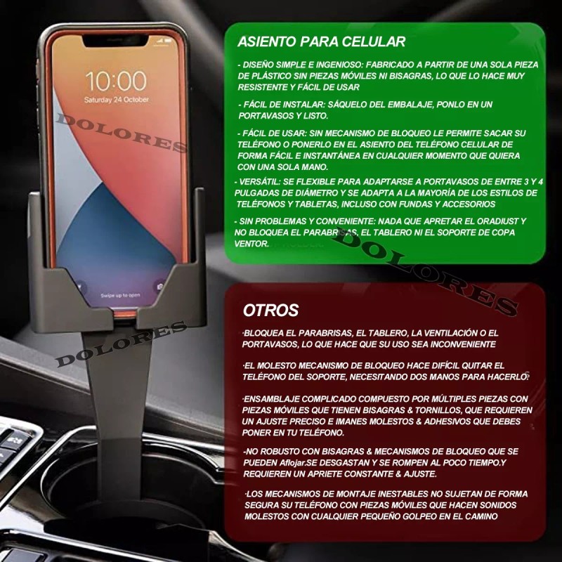 Dolores Soporte Teléfono Porta Celulares Auto Portavasos Universal