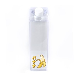 TeesAndTankYou Banana Milk Cute Kawaii Japanese Milk Carton Water Bottle 500ml 16.9oz Clear