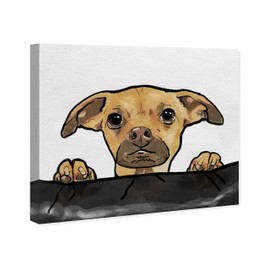 The Oliver Gal Artist Co. Animals Wall Art Canvas Prints 'Dog Behind Sofa' Home Décor, 30" x 30", Brown, Black